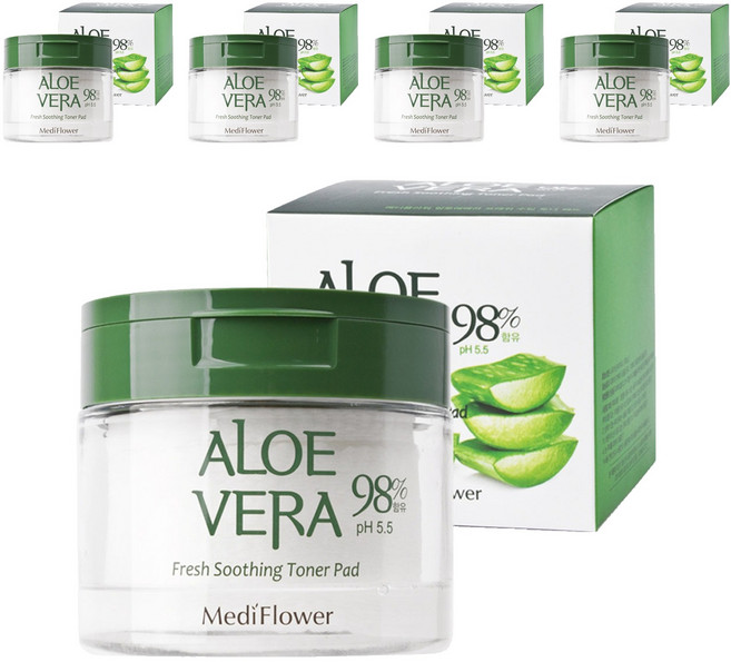 메디플라워 알로에 베라 프레쉬 수딩 토너패드 180ml, 60개입, 5개