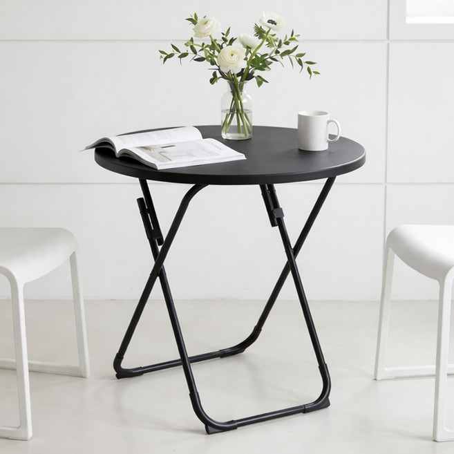 코멧 홈 접이식 원형 테이블, 블랙, 2인용