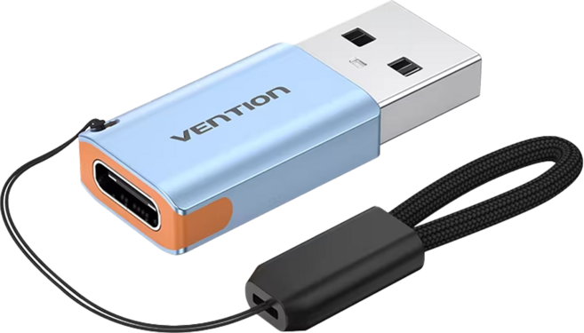 VEnTIOn 威迅 CUA 系列 USB 3.1 A公對C 母轉接頭 附掛繩 38 x 14 x 6.3mm 21g, 銀色, 1個