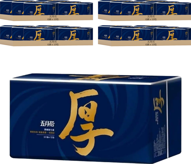 五月花 厚棒抽取式衛生紙 90張, 10包, 24袋