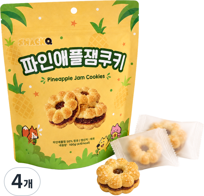 스낵큐 파인애플 잼쿠키, 4개, 100g