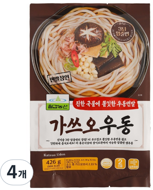 칠갑농산 가쓰오우동, 4개, 426g
