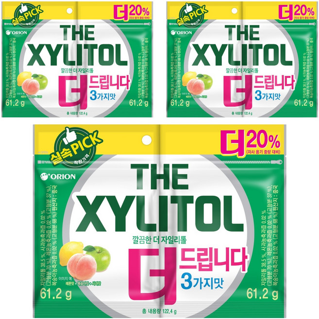 오리온 깔끔한 더 자일리톨, 61.2g, 6개