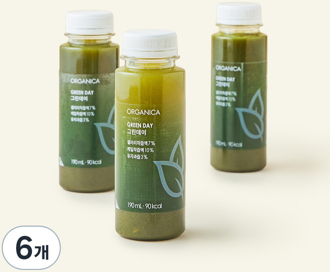 올가니카 그린데이 과채주스, 190ml, 6개