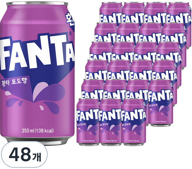 환타 포도향 탄산음료, 350ml, 48개