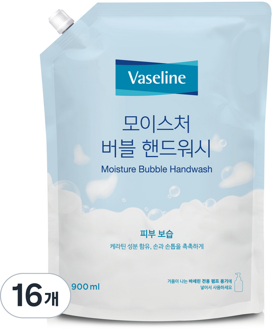 애경바세린 모이스처 버블 핸드워시, 900ml, 16개