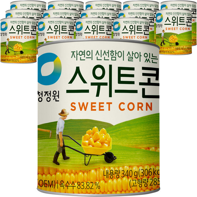 청정원 스위트콘 통조림, 340g, 15개