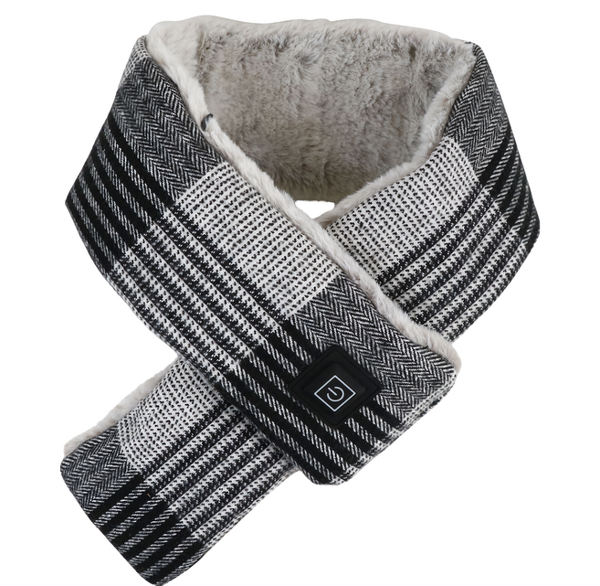 aibo 花呢格紋 USB發熱圍巾 三檔調溫 附USB延長線, USB-21N3, 黑色