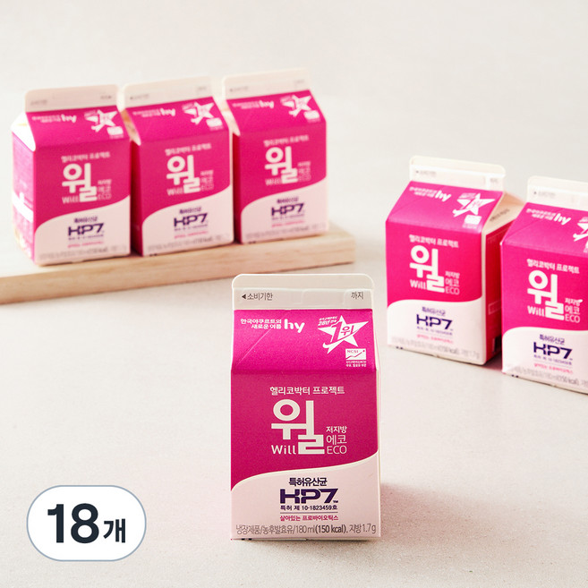 한국야쿠르트 윌 저지방 에코, 180ml, 6개입, 3개