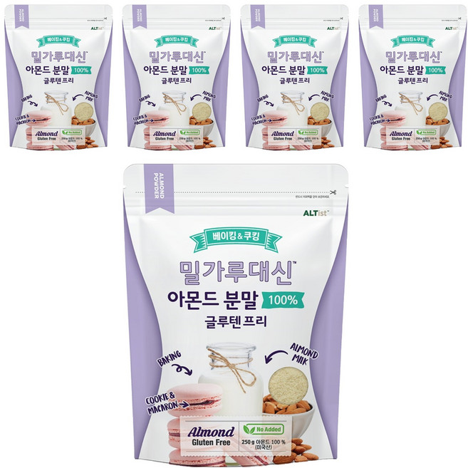 알티스트 바이오믹스테크 밀가루대신 글루텐프리 아몬드 파우더, 250g, 5개