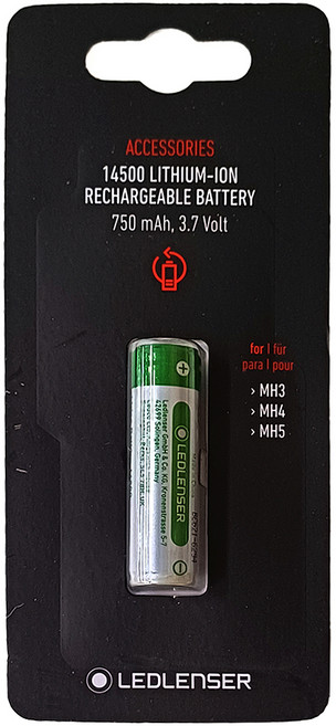 LEDLENSER 萊德雷神 14500充電鋰電池 凸頭 MH3/MH4/MH5專用 750mAh 3.7V, 1個, 1個