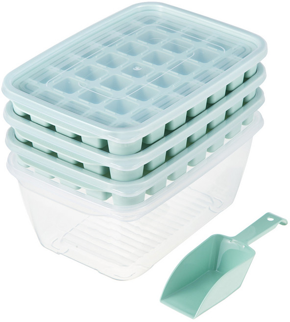 코멧 키친 사각 얼음 트레이 35구 3p + 얼음통 + 스쿱 세트, 혼합색상, 1개