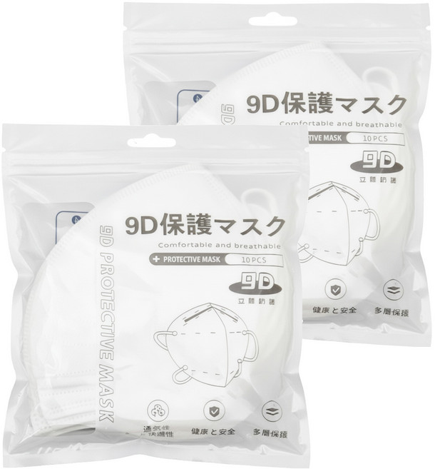 咪咪購物 成人9D超立體口罩, 白色, 80片, 2盒