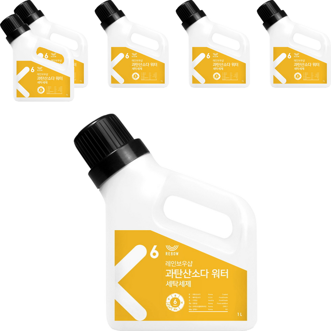 레인보우샵 과탄산소다 워터 세탁세제 본품, 1L, 6개
