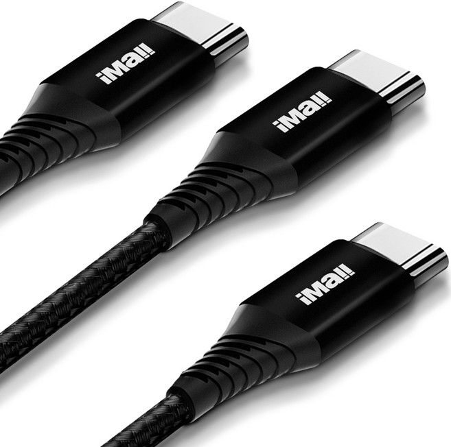 아이몰 C to C타입 PD 60W 패브릭 단선방지 초고속 충전 케이블, 1.2m, 블랙, 3개