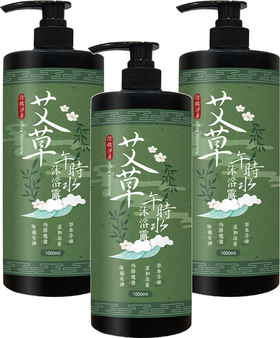 艾草午時水 沐浴露, 1L, 3瓶