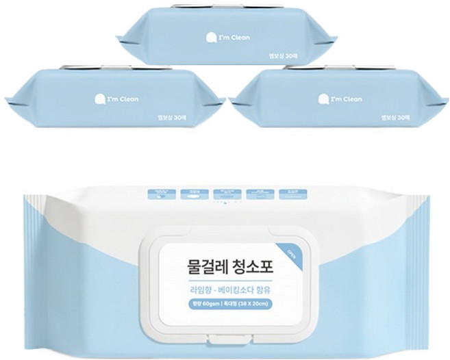 아임클린 물걸레 캡형 라임향 청소포 30p, 4개