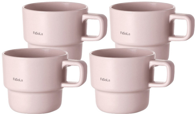FaSoLa 淡雅系創意疊疊漱口杯 320ml, 粉色, 4個
