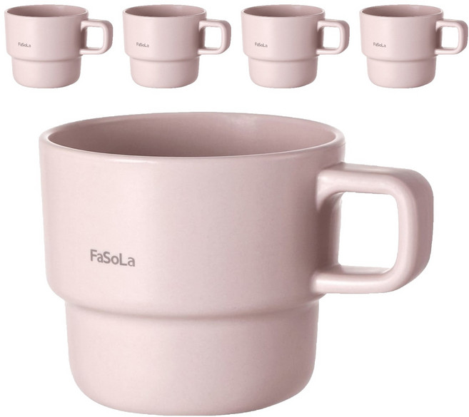FaSoLa 淡雅系創意疊疊漱口杯 320ml, 粉色, 5個