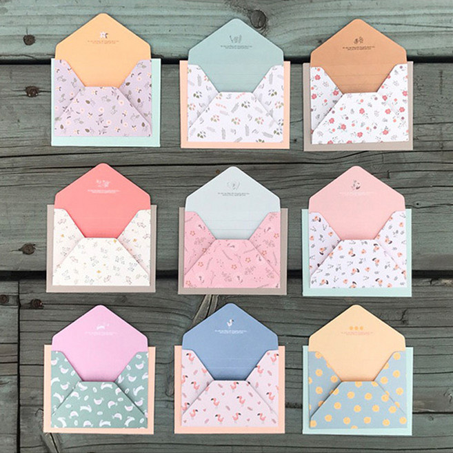 톡톡팬시 플라워 미니봉투카드 9종 세트, 혼합색상, 1세트