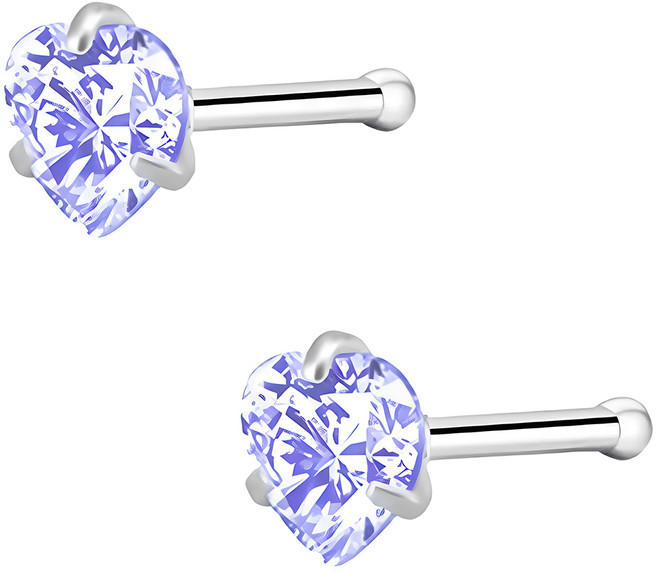 耀眼美人 晶透紫愛心鋯石鑽養耳棒鈦閃耀/鈦鋼耳環 過爐款