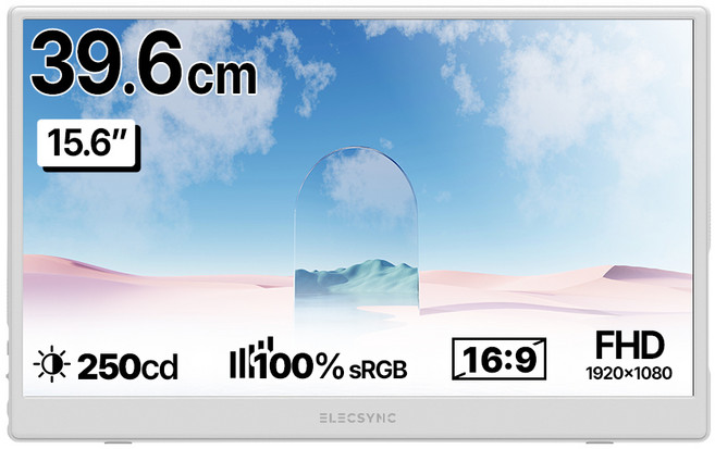 일렉싱크 FHD 휴대용 모니터, 39.6cm, S15A(화이트)