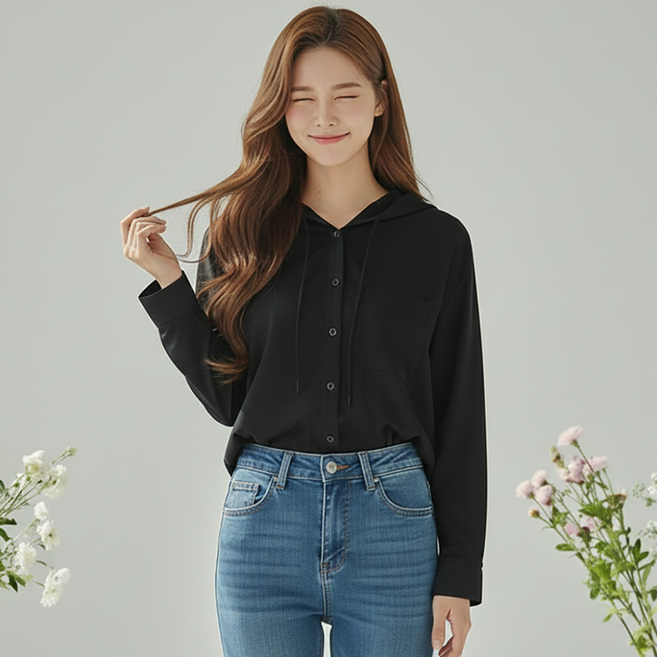 페이퍼먼츠 레이어 후디드 심플 셔츠 14288