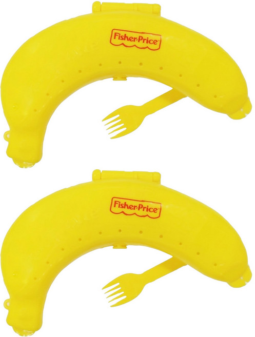 fisher-price 費雪 香蕉收納盒 附叉子, 2個