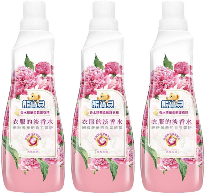Snuggle 熊寶貝 香水精華柔軟護衣精 典雅玫瑰, 700ml, 3瓶