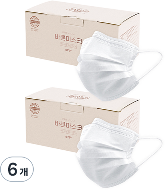 고르고 바른 마스크 대형 성인용, 50매입, 6개, 화이트
