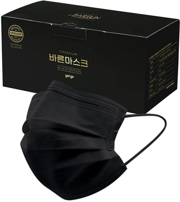 고르고 바른 일회용 마스크 성인용 중형, 50개입, 1개, 블랙 - 쿠팡