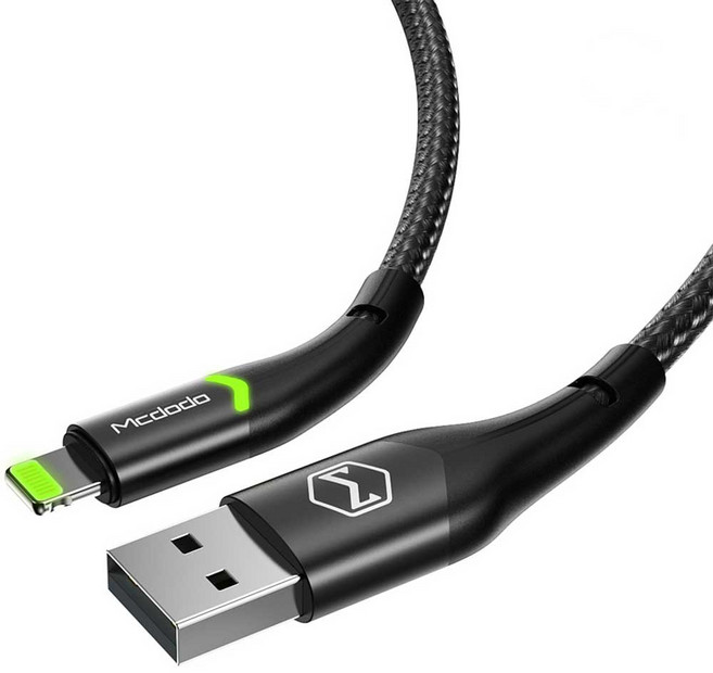 인디케이터 라이트닝 아이폰 충전 데이터전송 케이블, 블랙, 1개, 1.2m