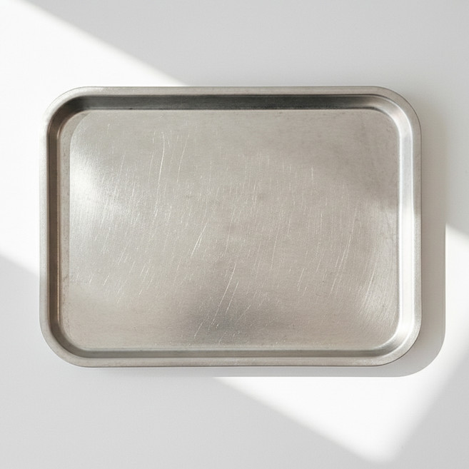카모메키친 올드 스텐 사각 카페 트레이 쟁반, 실버, 1개