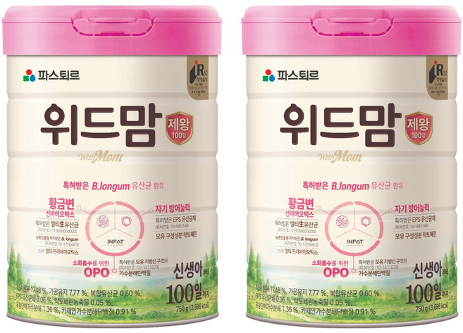파스퇴르 위드맘 제왕 100일, 750g, 2개