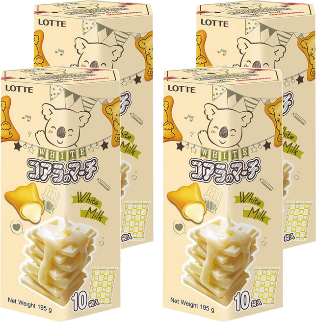 LOTTE 樂天 小熊餅 香濃煉乳風味, 195g, 4盒