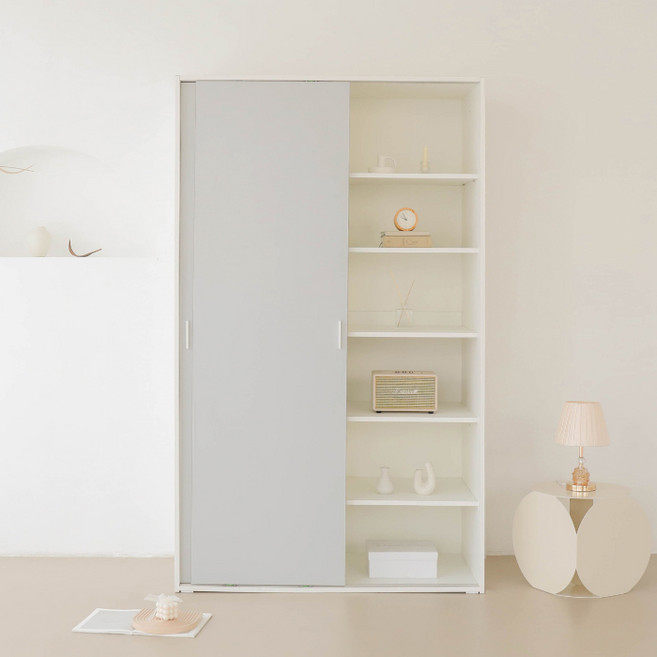 퍼리든 엘릭코 슬라이딩 옷장 선반형 1200 방문설치, 그레이