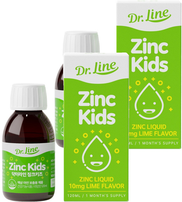 닥터라인 징크키즈 액상 아연 라임맛, 120ml, 2개