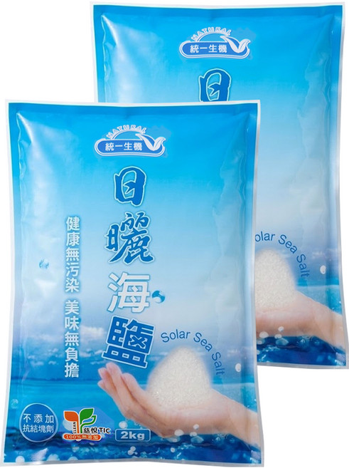 統一生機 日曬海鹽, 2kg, 2袋