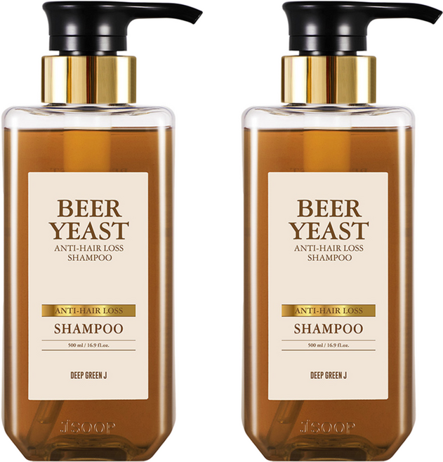 딥그린제이 맥주효모 탈모증상완화 샴푸, 500ml, 2개