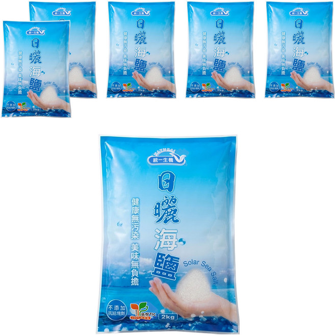 統一生機 日曬海鹽, 2kg, 6袋
