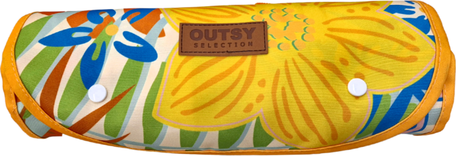 OUTSY Eco-reborn環保再生獨家花色輕量野餐墊 460g, 暖陽秘境 棕色印花