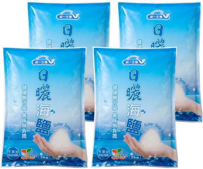 統一生機 日曬海鹽, 2kg, 4袋