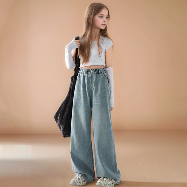 핑크비 아동용 발렌스 와이드진 청바지