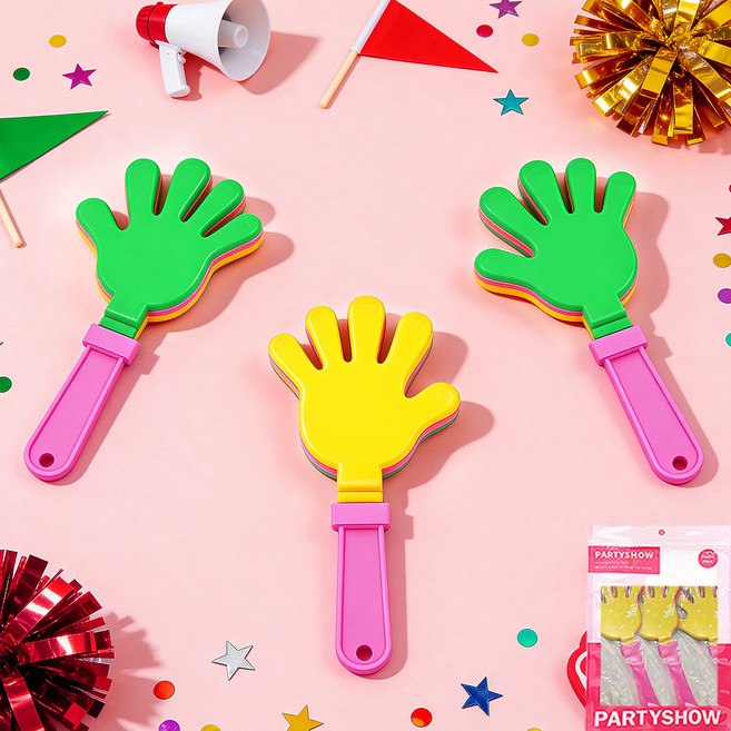 파티쇼 응원용 대형 손바닥 짝짝이, 혼합색상, 3개