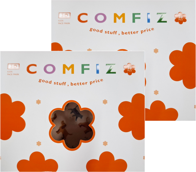 COMFIZ 康菲 3D醫療口罩 小童用 3~7歲, 2盒, 毛小孩的家 米色, 30片