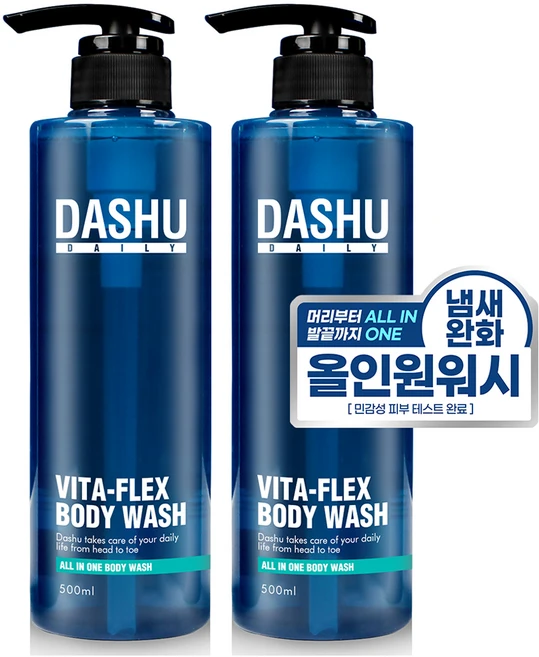 다슈 데일리 비타플렉스 올인원 바디워시, 500ml, 2개 - 쿠팡