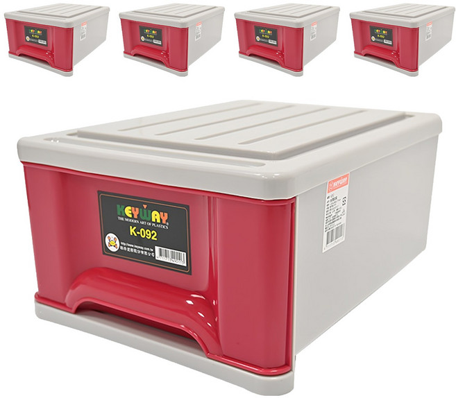 KEYWAY 聯府 抽屜整理箱 K092 355 x 283 x 177mm 9.6L, 紅色, 5個