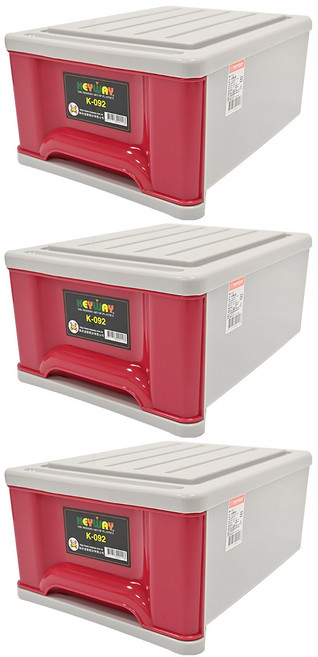 KEYWAY 聯府 抽屜整理箱 K092 355 x 283 x 177mm 9.6L, 紅色, 3個