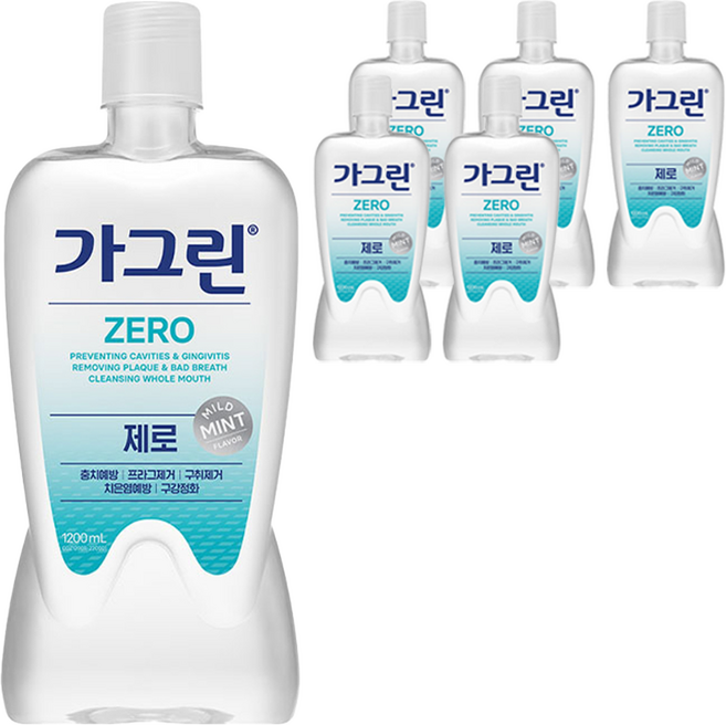 가그린 제로 구강청결제, 1.1L, 6개