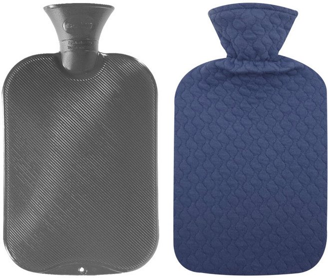 파쉬 양면빗살 2L 보온 물주머니 랜덤발송 + 누빔면 물결무늬커버 블루 세트, 1세트